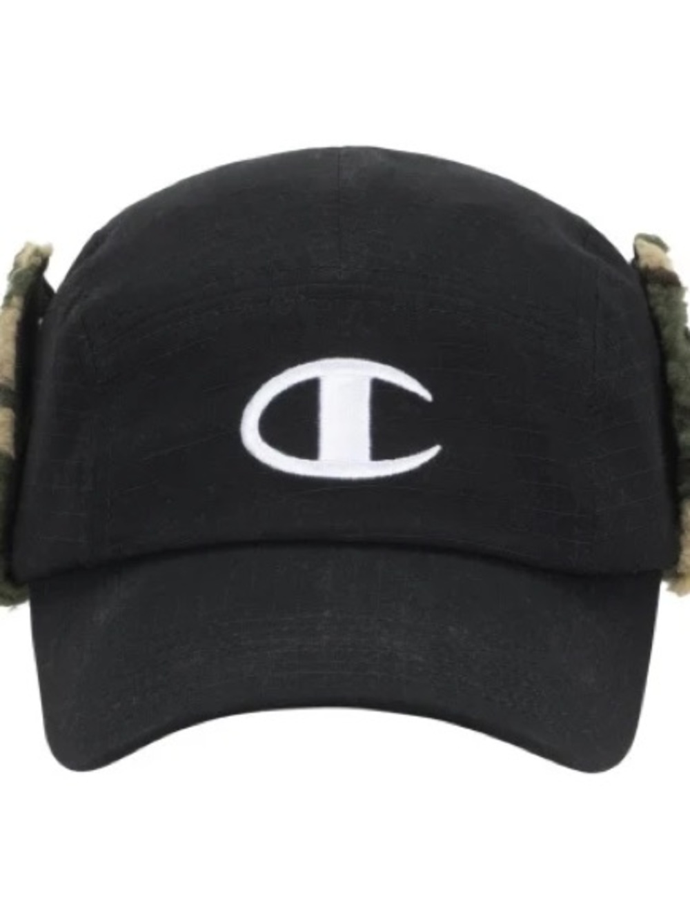 Champion Squall Ear Flap Black Cap with Camo Sherpa Ear Flaps OSFM NWT